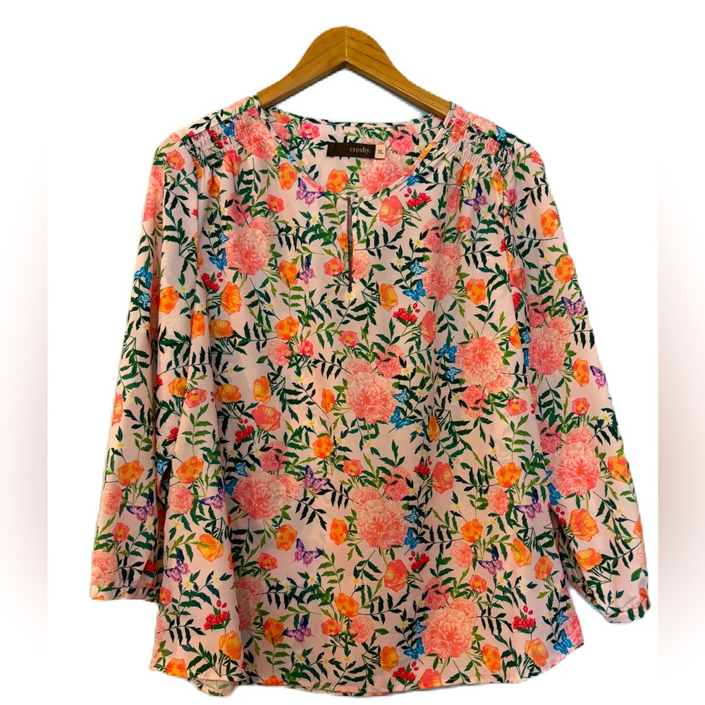 Crosby Floral 3/4 Sleeve Tunic Top Size XL